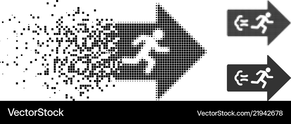 Dissolved dotted halftone exit direction icon Dissolved dotted halftone exit direction icon vector image