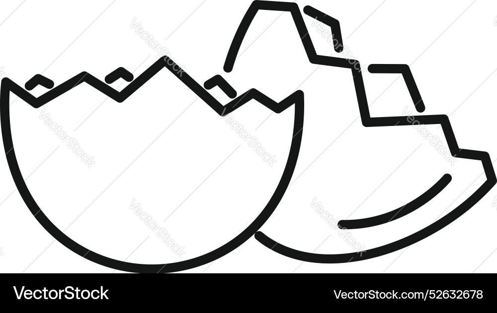 Empty eggshell broken in two halves line icon Empty eggshell broken in two halves line icon vector image