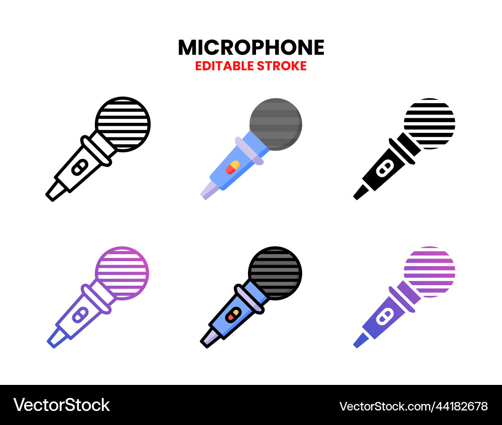 Microphone icon set with different styles Microphone icon set with different styles vector image