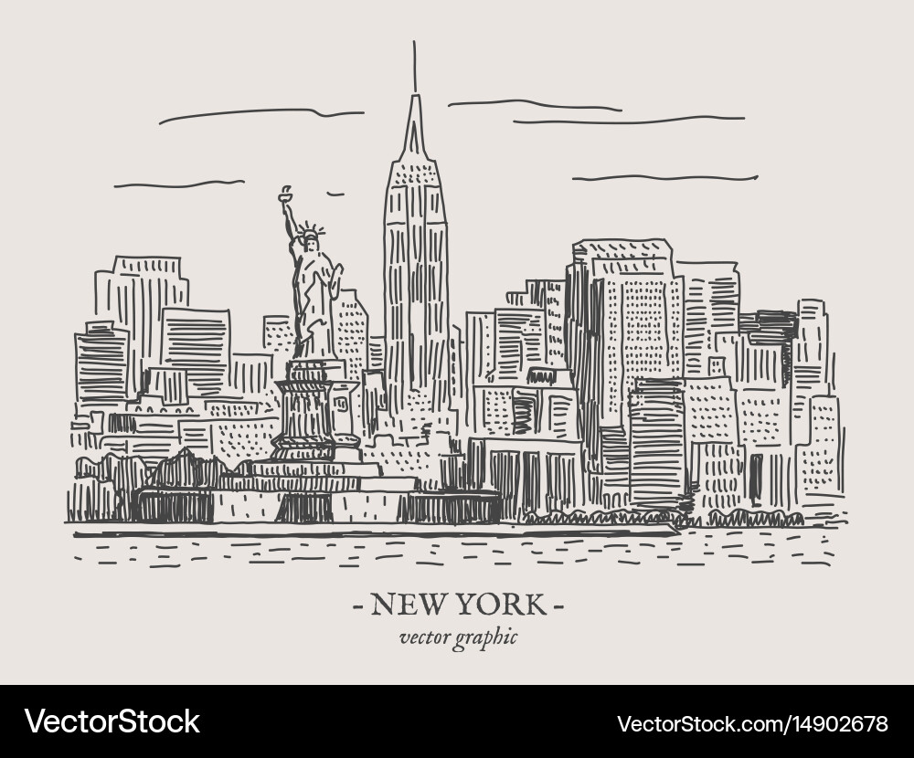 New York Skyline Retro Vector Image