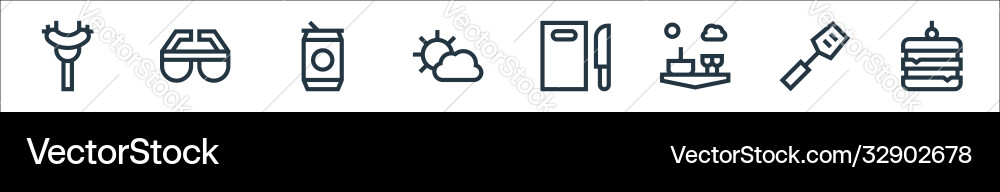 Picnic line icons linear set quality Picnic line icons linear set quality Vector Image