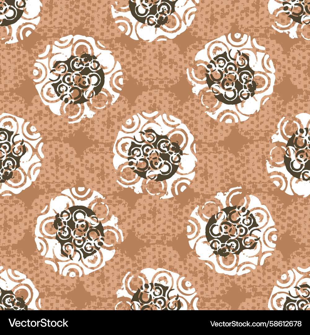 Polka dot blockprint seamless pattern Vector Image