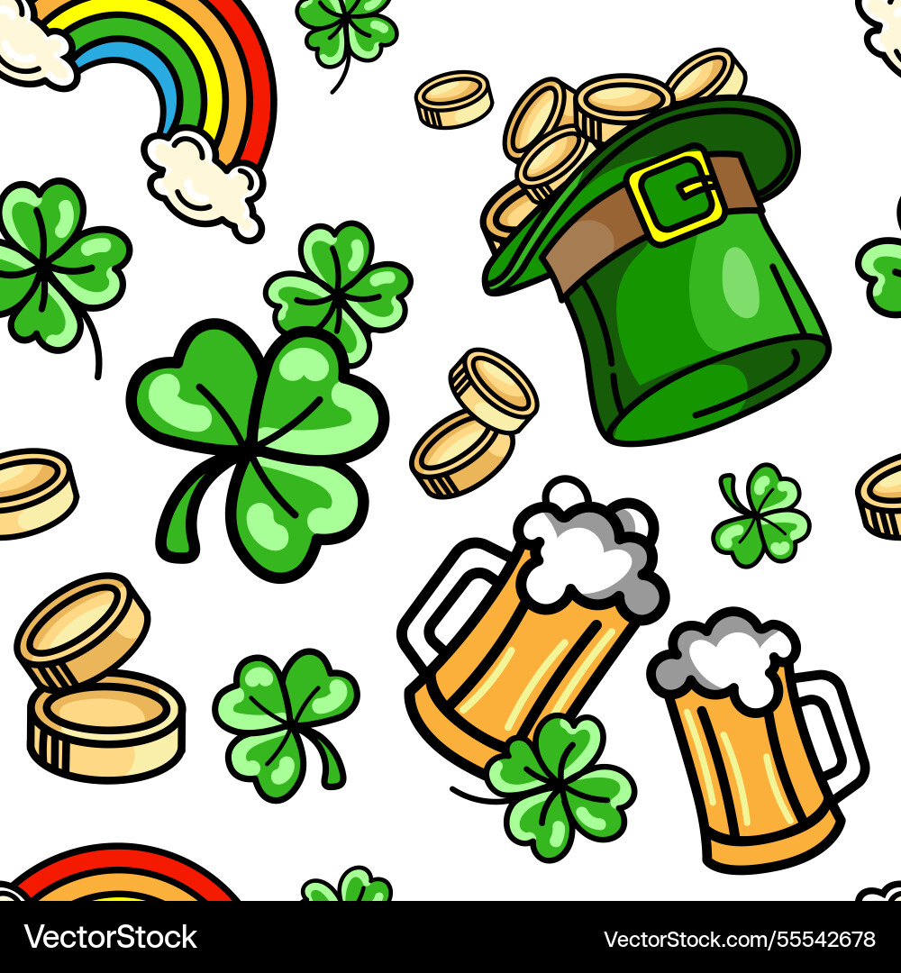 Seamless pattern with st patricks day symbols Seamless pattern with st patricks day symbols vector image