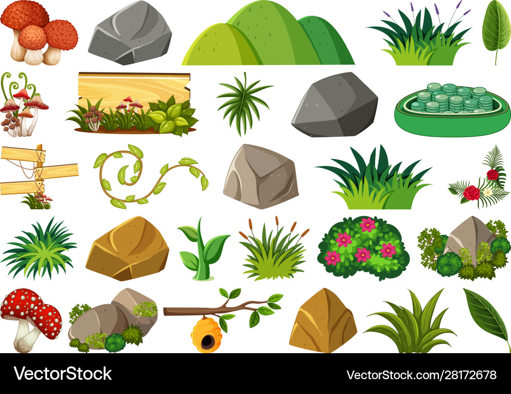 Set isolated objects theme - nature Set isolated objects theme - nature vector image