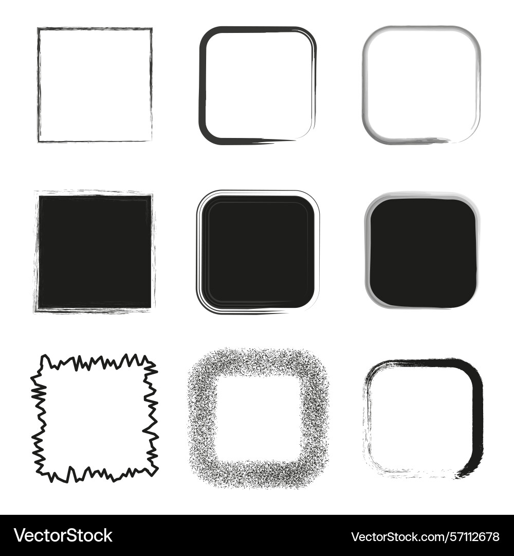 Square frame set minimal outline group box icons Square frame set minimal outline group box icons vector image