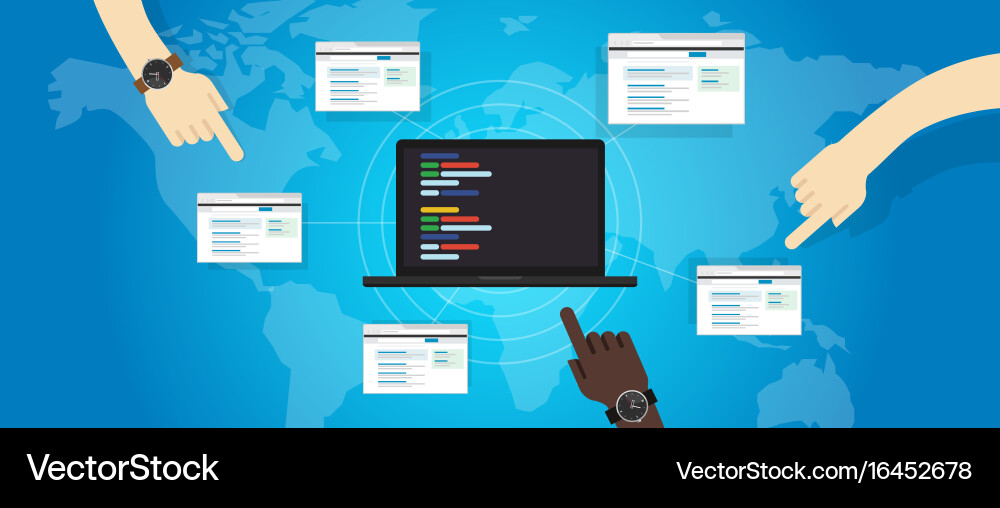 Web Development Team Collaboration Vector Image