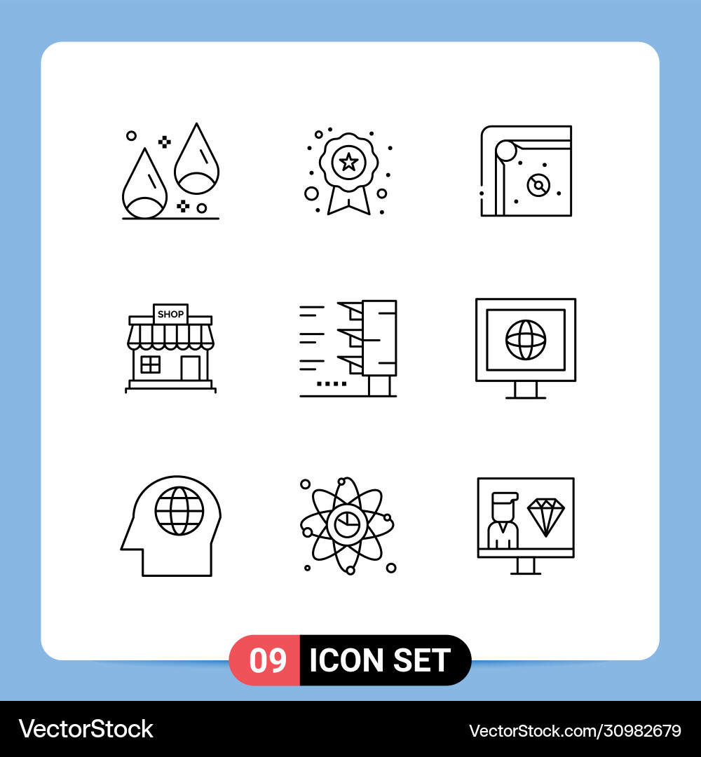 9 universal outlines set for web and mobile Vector Image