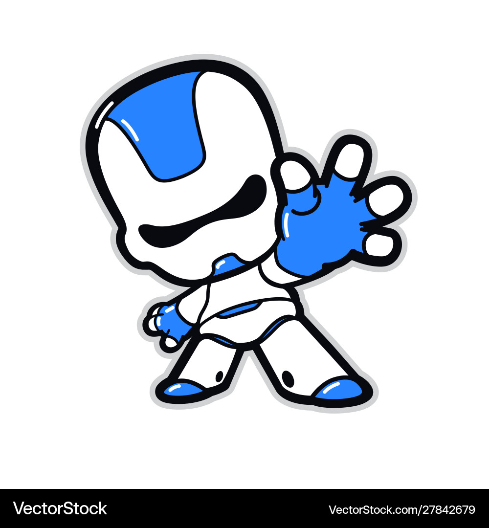 A robot character with raised hand android vector image
