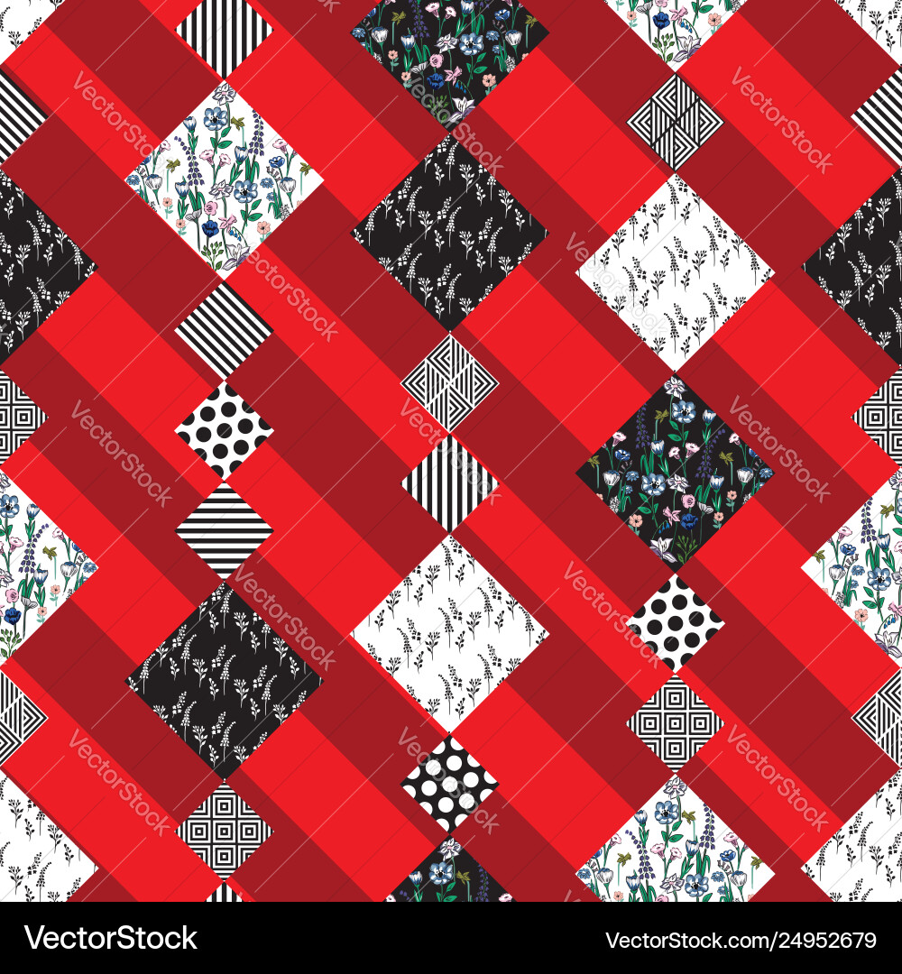 Abstract pattern seamless patchwork red background Abstract pattern seamless patchwork red background vector image