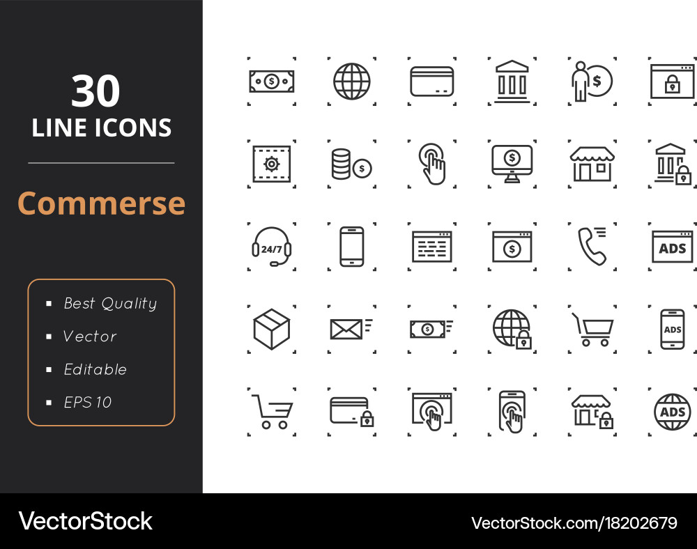 Commerce Line Icons Set Vector Image