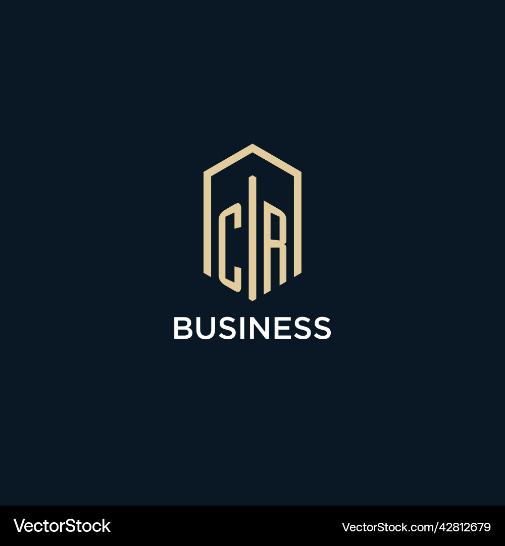 Cr initial monogram logo with hexagonal shape Cr initial monogram logo with hexagonal shape Vector Image