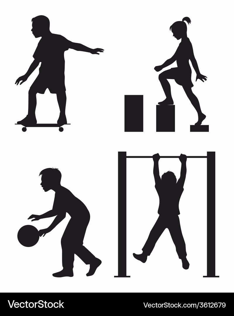 Four children silhouettes Vector Image