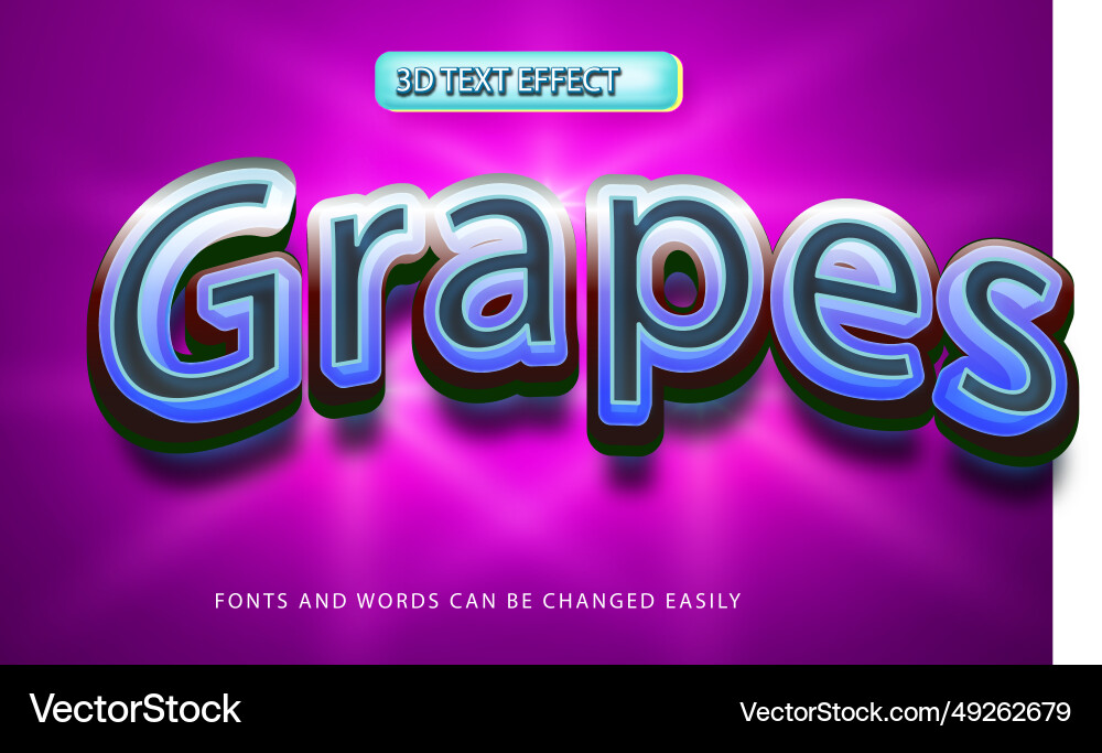 Grapes 3d editable text effect style vector image