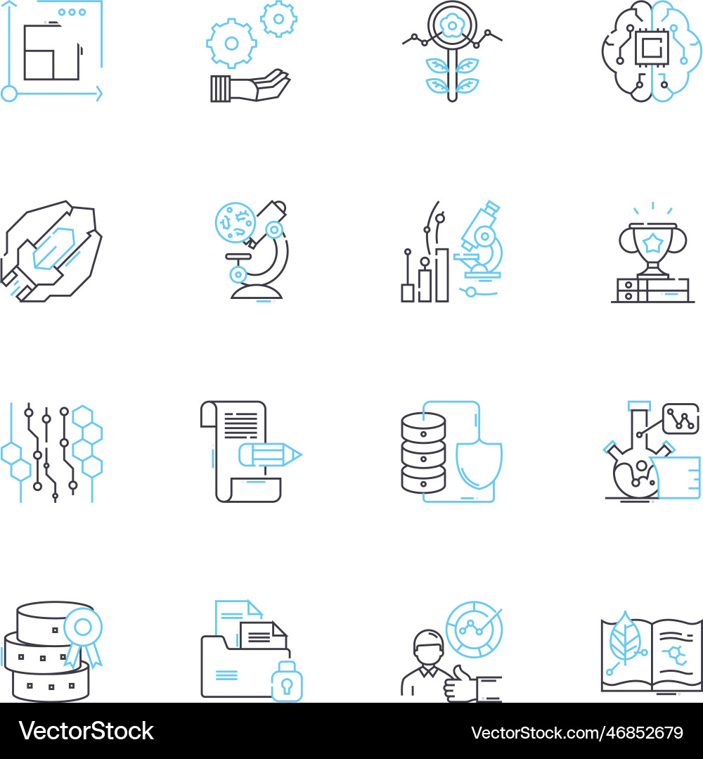 Investigation and analysis linear icons set Vector Image