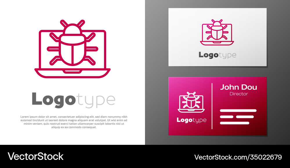 Logotype line system bug on monitor icon isolated Logotype line system bug on monitor icon isolated vector image