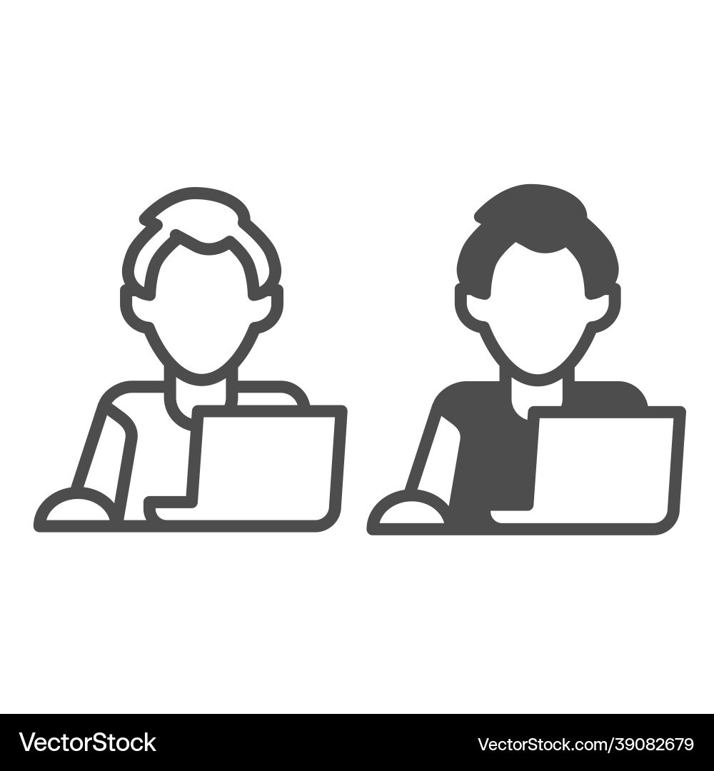 Man on laptop with mouse freelancer programmer Man on laptop with mouse freelancer programmer vector image