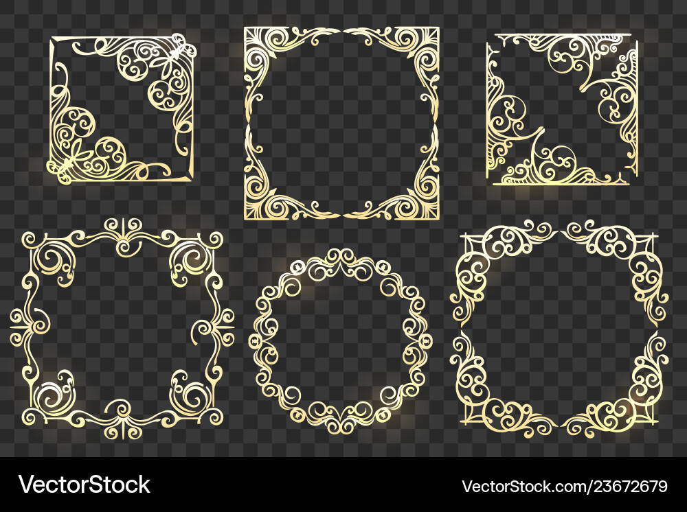 Ornate Baroque Frames Set vector image