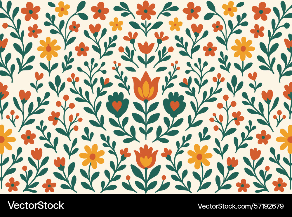 Seamless pattern with retro style flowers Vector Image