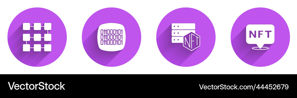 Set nft blockchain technology binary code Set nft blockchain technology binary code vector image