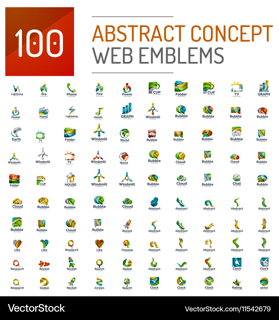 Set of 100 web internet concepts logo icons vector image