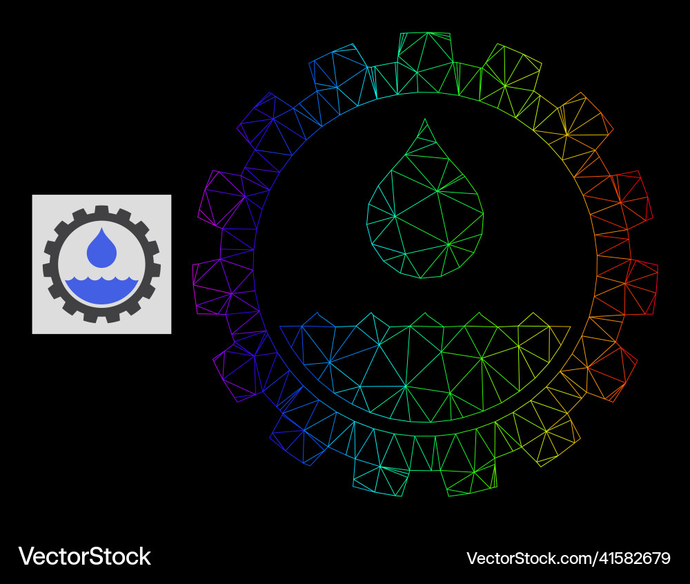 Spectrum gradient polygonal net water service icon Spectrum gradient polygonal net water service icon vector image