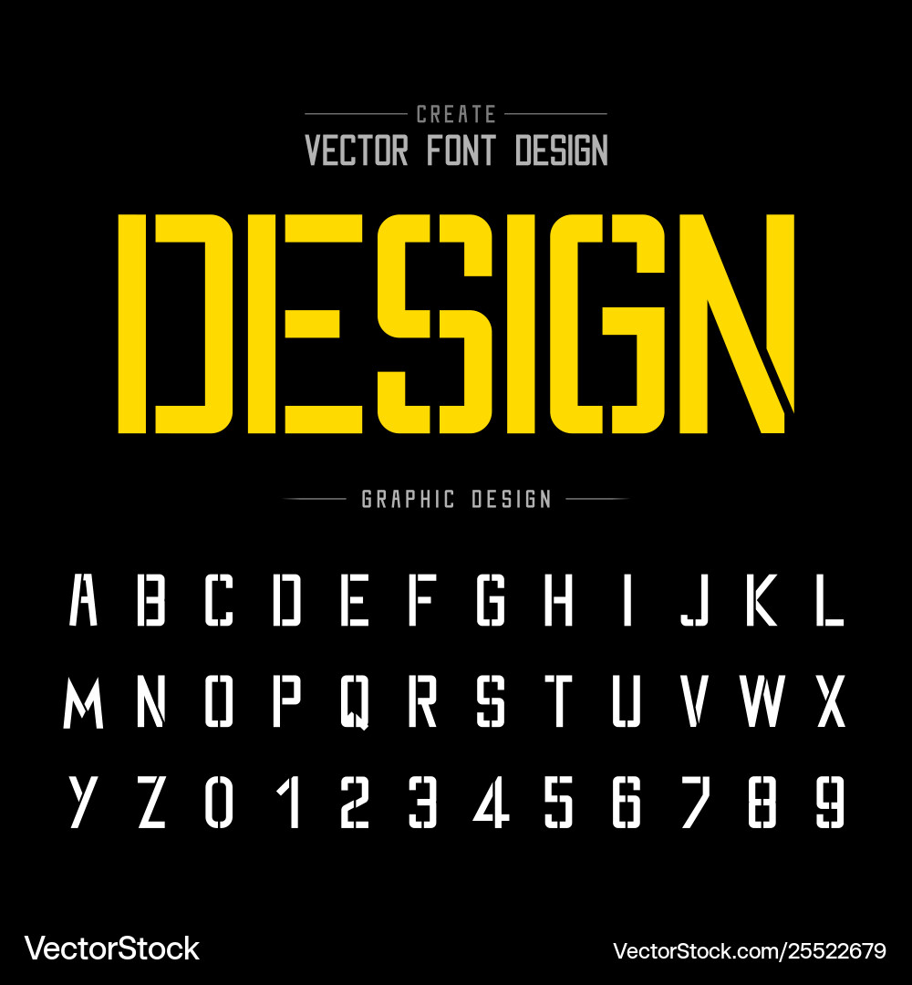 Tech Alphabet Font - Digital Typeface vector image