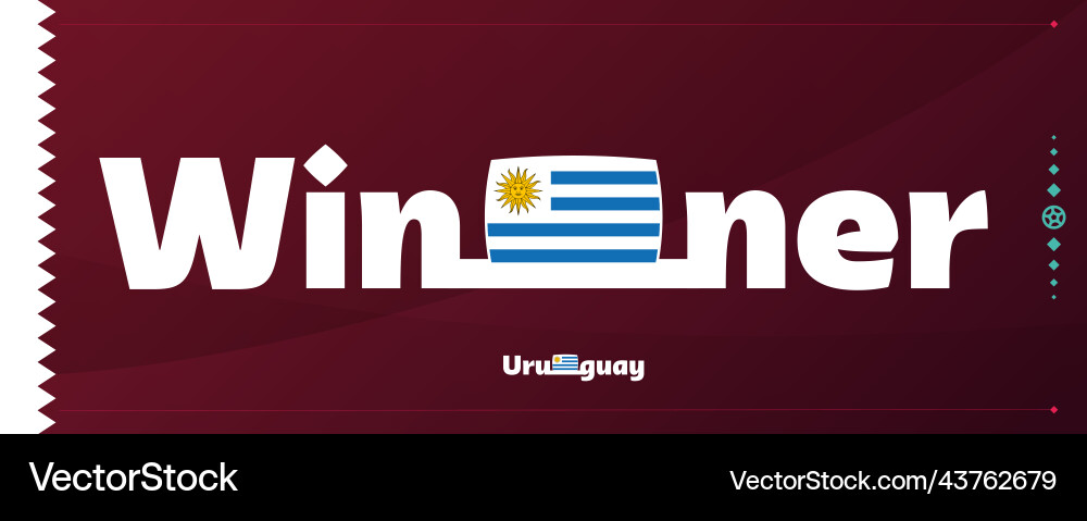 Uruguay flag with winner slogan on football Uruguay flag with winner slogan on football Vector Image