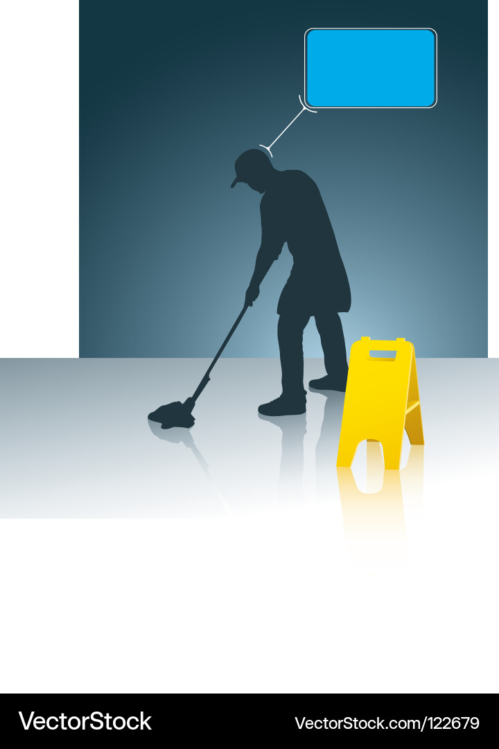 Wet Floor Cleaning Concept Vector Image