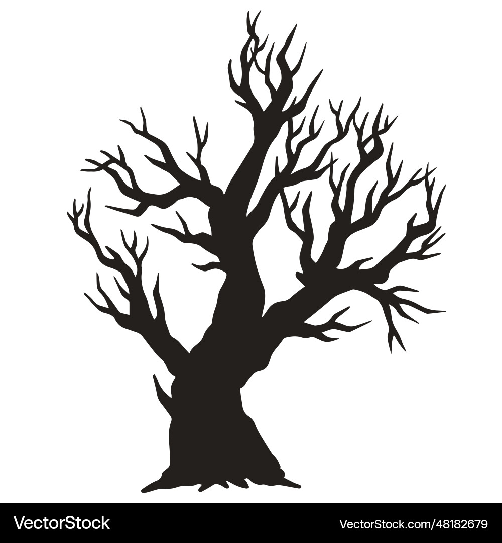 Withered strange tree element monochrome Vector Image