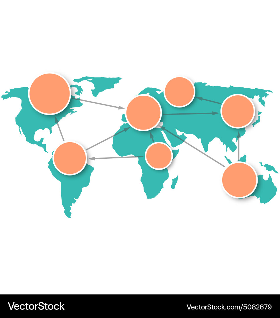 World map with circle information marks isolated vector image