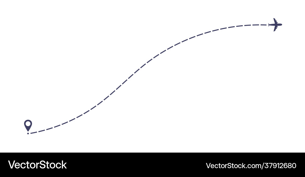 Airplane dashed line path flat style design Vector Image