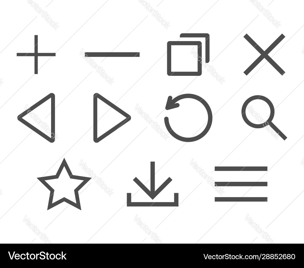Browser window icon set isolated on white Browser window icon set isolated on white vector image
