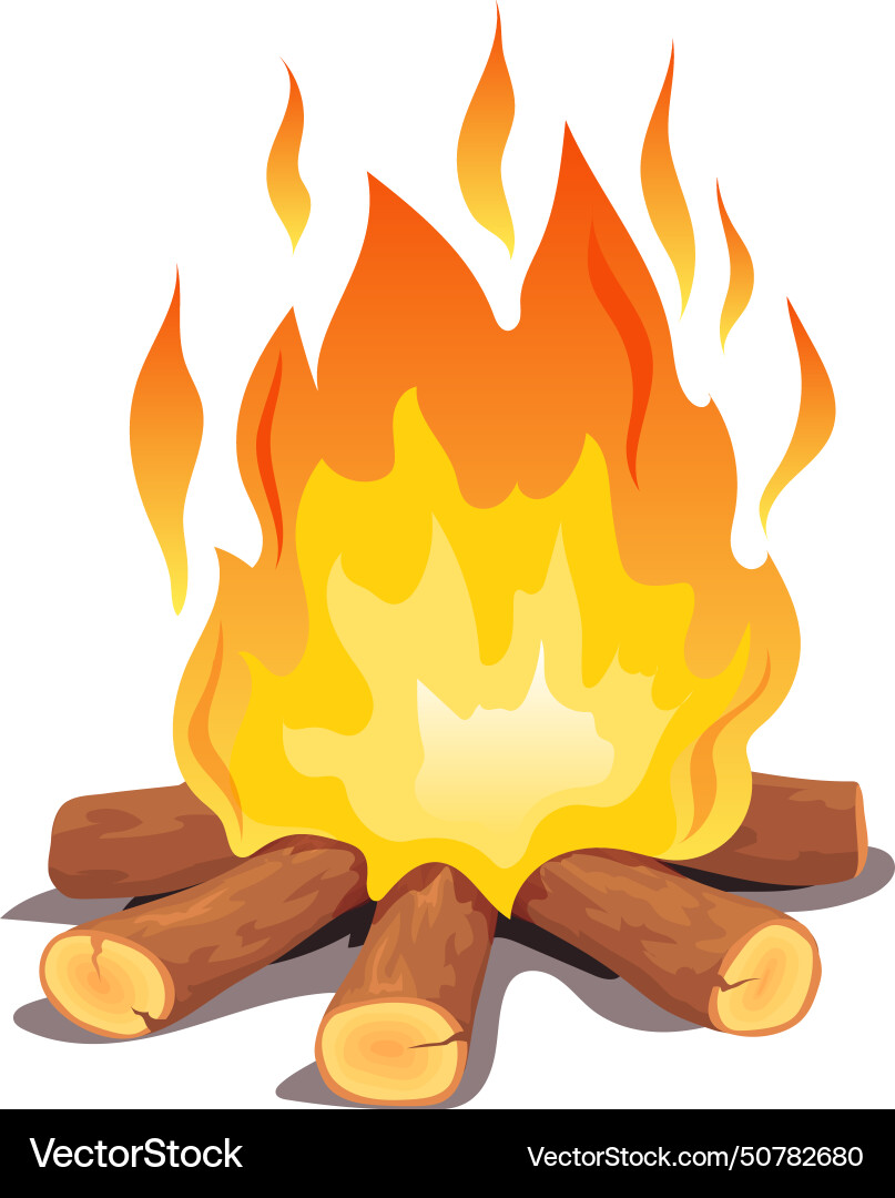 Burning bonfire outdoor fire cartoon campire Burning bonfire outdoor fire cartoon campire vector image