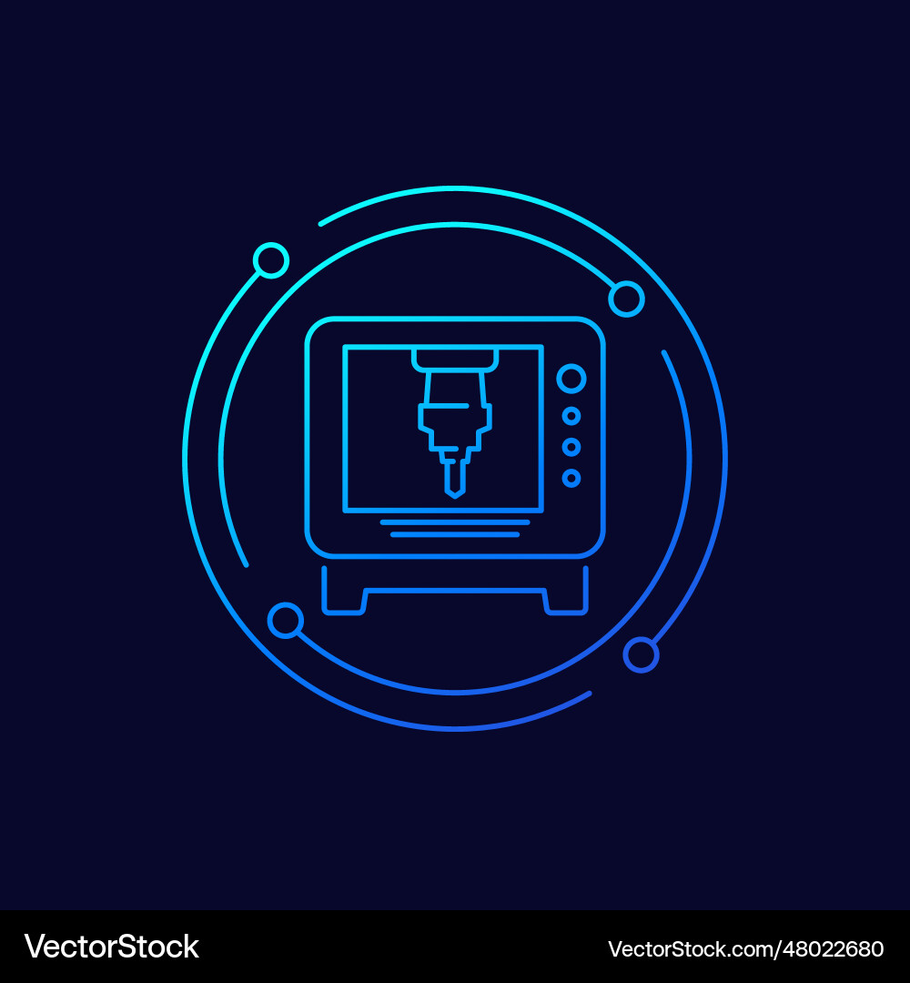 Cnc machine icon linear design Vector Image