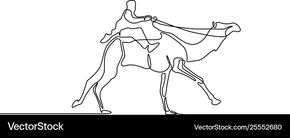 Continuous line drawing running rider camel Vector Image