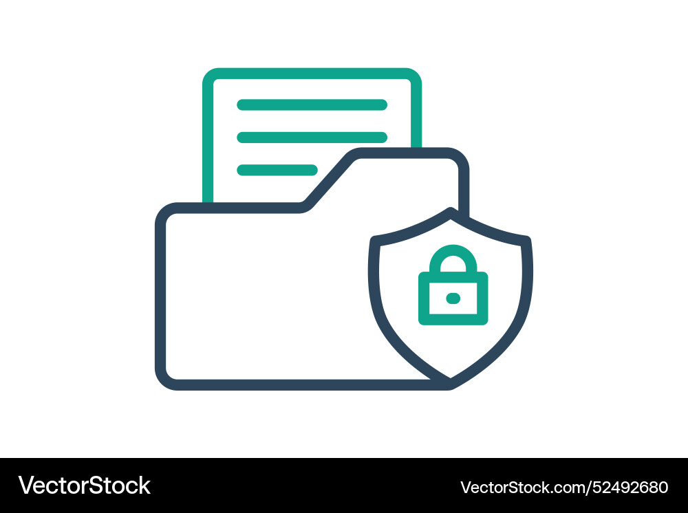 Data security icon folder with shield and lock Data security icon folder with shield and lock vector image
