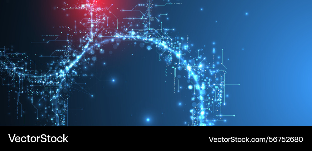 Digital circuit visualization background neon Digital circuit visualization background neon vector image