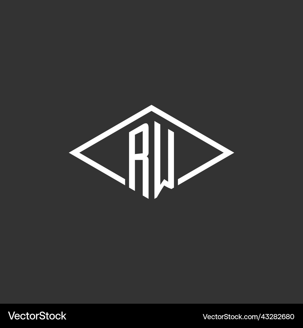 Initials rw logo monogram with simple diamond Vector Image