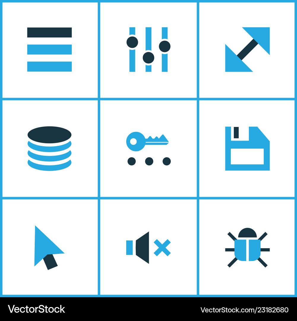 Interface icons colored set with resize cursor Interface icons colored set with resize cursor vector image