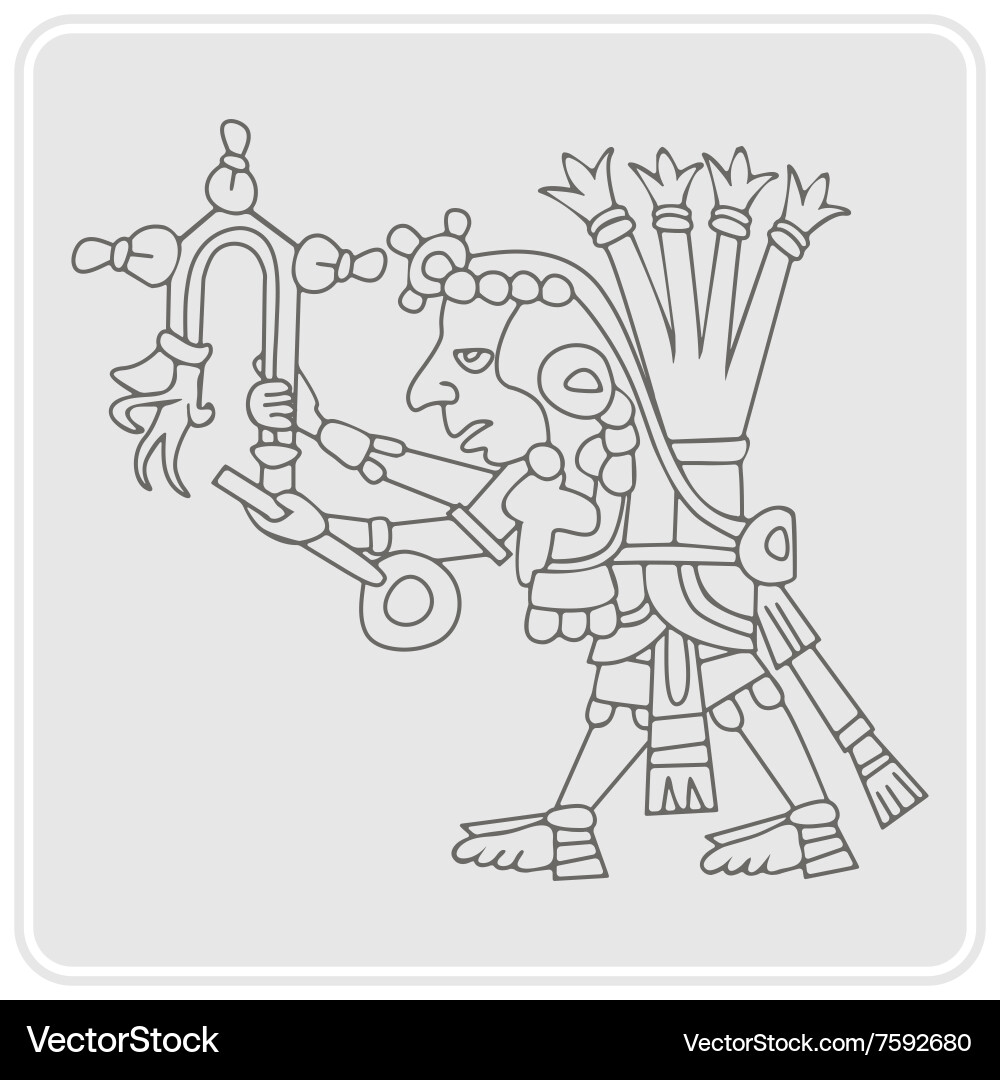 Monochrome icon with symbols from aztec codices Vector Image