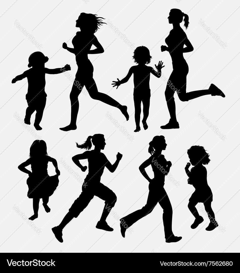 Running Children Silhouettes vector image