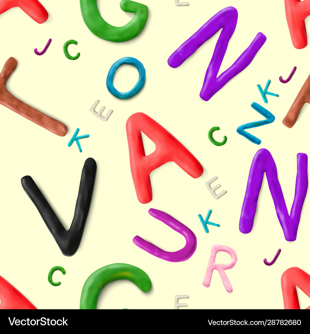 Seamless pattern with alphabet handmade modeling Seamless pattern with alphabet handmade modeling Vector Image