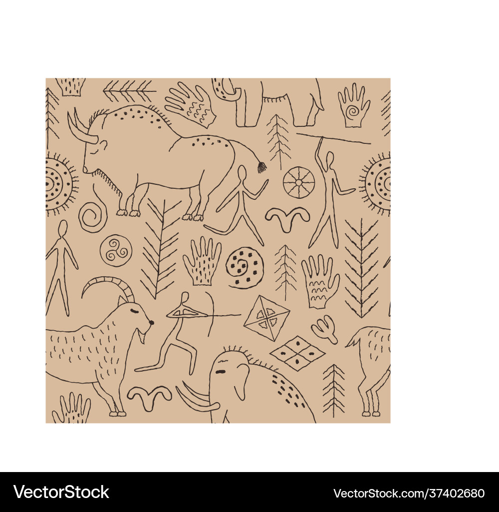 Seamless pattern with decorative elements and man Seamless pattern with decorative elements and man vector image