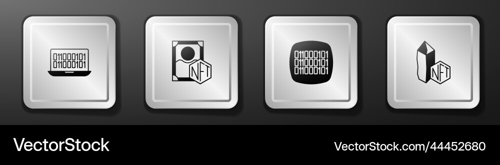 Set binary code nft digital crypto art and icon Set binary code nft digital crypto art and icon vector image