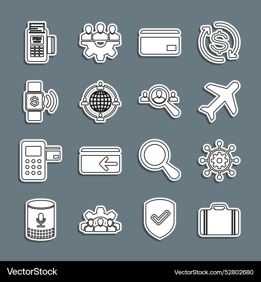 Set line suitcase for travel project management Set line suitcase for travel project management vector image