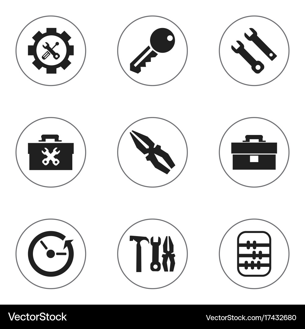 Set of 9 editable toolkit icons includes symbols vector image
