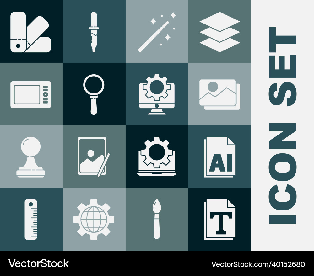Set text file document ai picture landscape Vector Image
