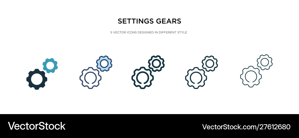 Settings gears icon in different style two Vector Image