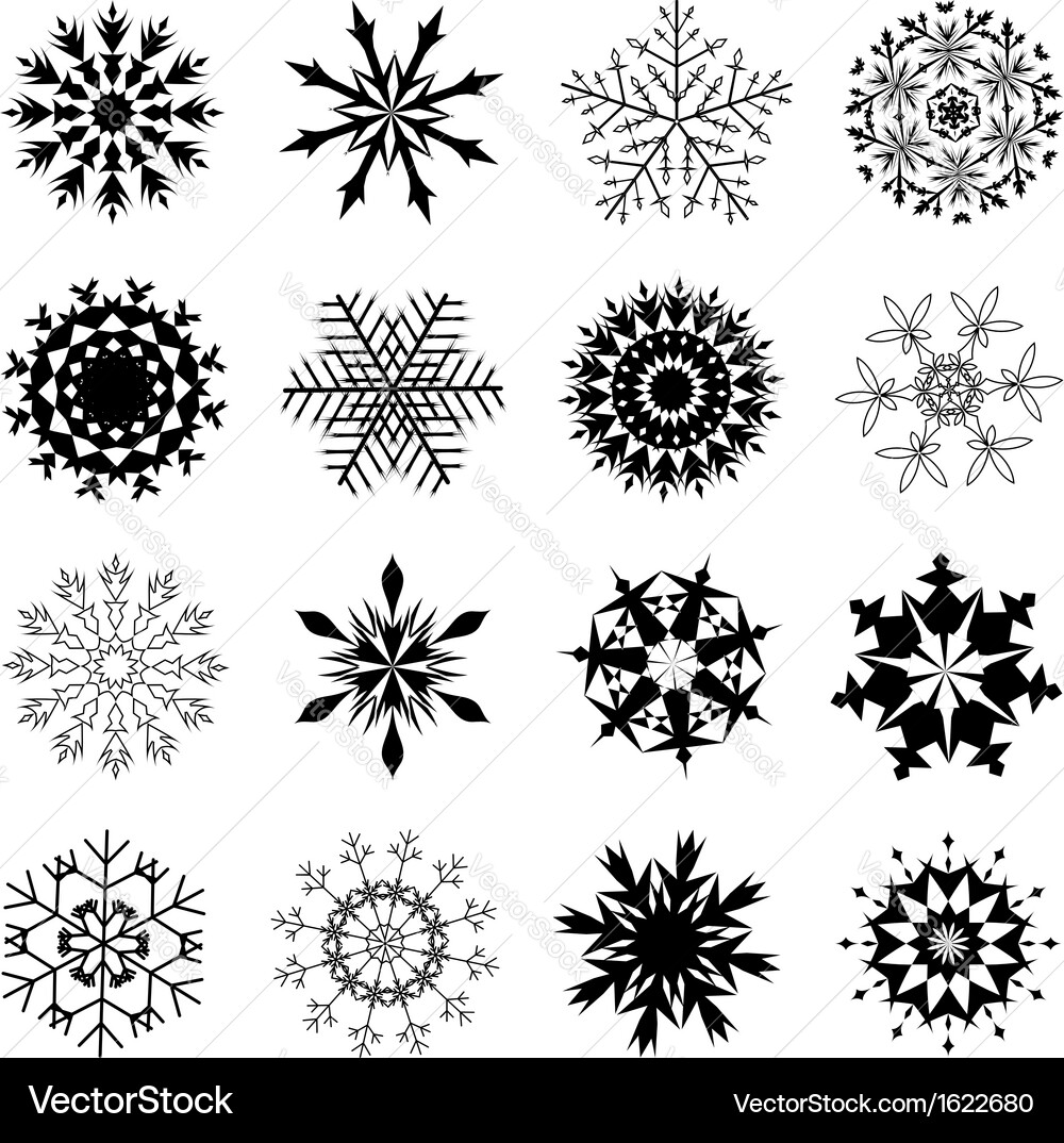 Snowflake set vector image