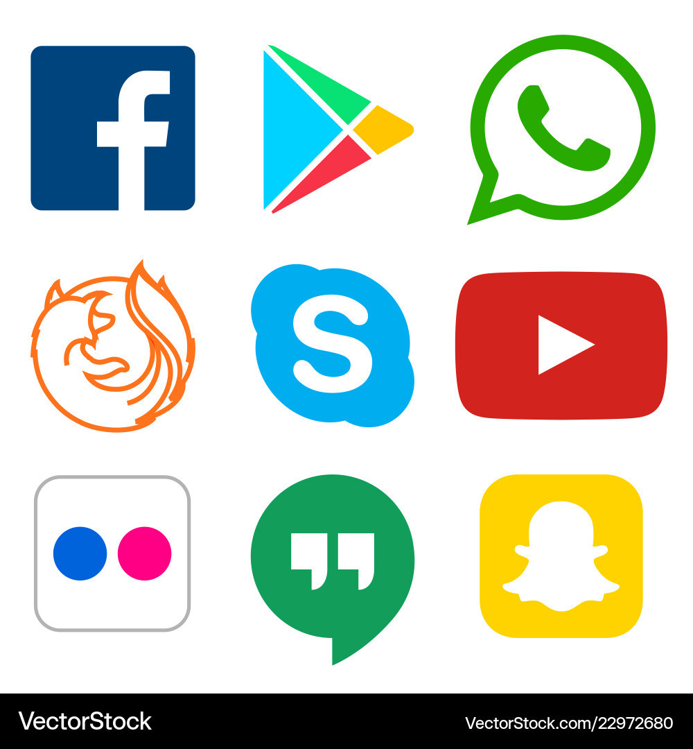 Social media icon for facebook whatsapp skype Social media icon for facebook whatsapp skype vector image